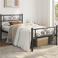 thumbnail image 2 of Fullfurnique Metal Platform Bed Frame with Scroll Headboard and Footboard, Twin, Black, 2 of 8
