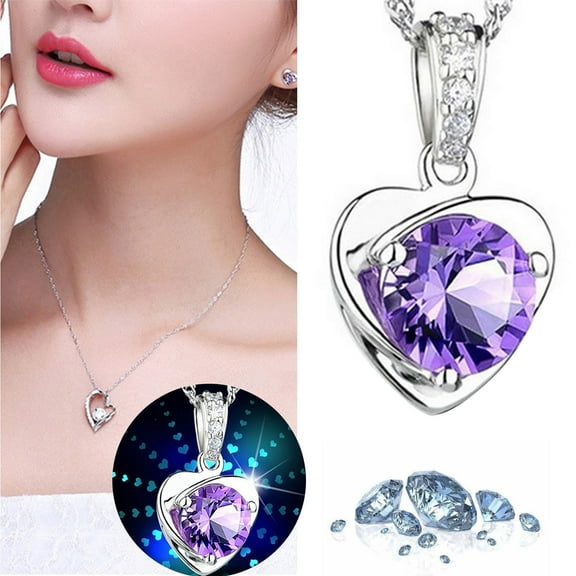 Wholesale Love Heart Pendant Necklace Purple Spirit Pendant Necklace Jewelry Gift