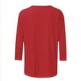 thumbnail image 4 of Hueook Women's Tops Ladies' Easter Print Round Neck Three Quarter Sleeve 3/4 Sleeve T-shirt Loose Wine S, 4 of 5