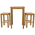 thumbnail image 2 of 3 Piece Teak Wood Havana Small Outdoor Patio Bistro Bar Set with 27" Square Table & 2 Barstools, 2 of 3