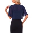 thumbnail image 3 of INSPIRE CHIC Shrugs for Women's Ruffle Short Sleeve Open Front Bolero Summer Cropped Cardigan for Dress L Dark Blue, 3 of 6