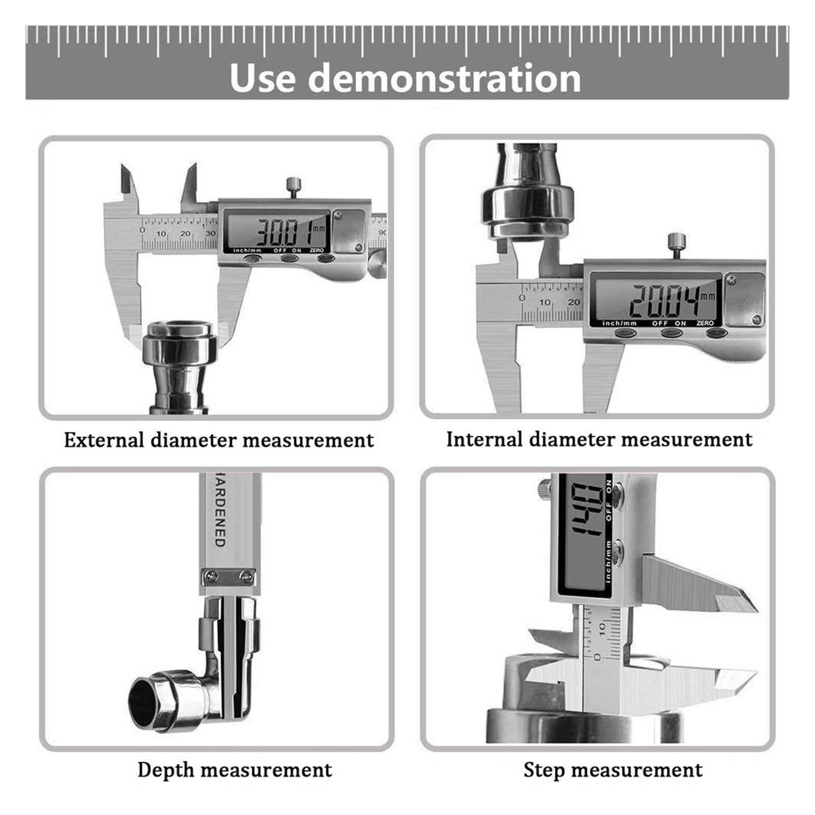 Metal Caliper 150/200/300MM Stainless Steel Electronic Digital Vernier Caliper Micrometer Measuring Tool Caliper ,Easy to Operate