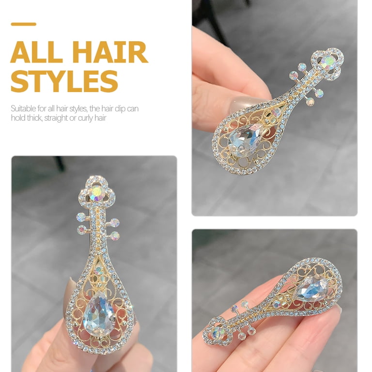 HAIR CLIP.  Elegant Gold and Multicolor Gemston Amazon.com : Uonlytech Rhinestone Crystal Hair Clip Elegant  main image 2
