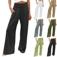 thumbnail image 7 of Futezty Women Fall Knit Wide Leg Pants High Waist Adjustable Knot Loose Casual Flowy Long Trousers with Pockets Elastic Waist Loose Comfy Casual Pants Pockets Wide Leg Palazzo Pants For Women, 7 of 7