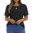 thumbnail image 5 of Fantaslook Blouses for Women Pleated Short Sleeve Tunic Tops Dressy Casual Summer Shirts, 5 of 9