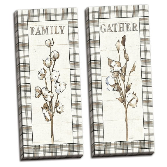 Gango Home Decor Cottage Farm Memories IX Family & X Gather by Anne Tavoletti (Ready to Hang); Two 8x20in Hand-Stretched Canvases