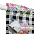 thumbnail image 4 of Spring Gnomes Swag Valances for Windows, Kitchen Curtains 36 Inch Length 2 Panels Set, Botanical Rose Leaves Black Buffalo Plaid Short Curtains for Small Windows Rod Pocket Cafe Curtains 28"x36", 4 of 8