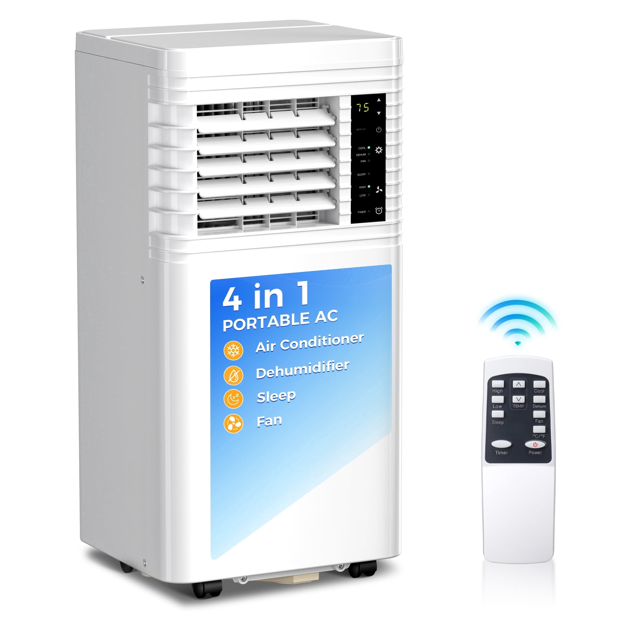 KISSAIR 8000 BTU Ashare Portable Air Conditioner, 4-in-1 AC Unit with Fan, Cool and Dehumidifier, Sleep Mode, Remote Control, for Rooms up to 350 Sq Ft