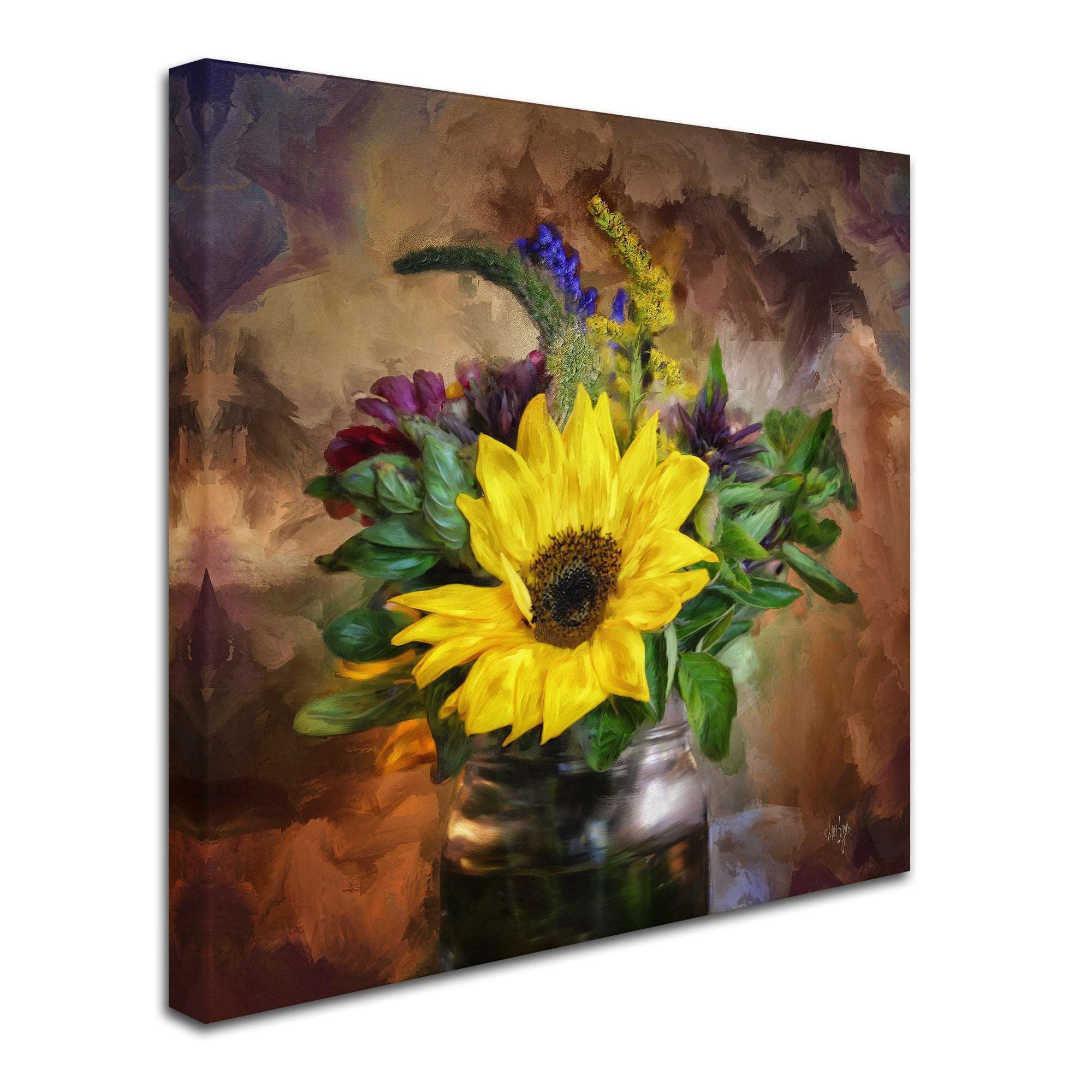 Trademark Fine Art "A Jar of Wildflowers" Canvas Art by Lois Bryan