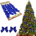 thumbnail image 2 of 12pc Mini Christmas Tree Hanging Ornaments – 5.5cm Festive Decor for Trees, Wreaths, DIY Crafting, Indoor/Outdoor Use, Blue, Bows, 2 of 6