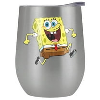 Spongebob Official Running Spongebob 12 oz Stemless Tumbler, Stainless Steel Travel Cup|Lake Tumbler|Insulated with Leak Resistant Slide-Lock Lid
