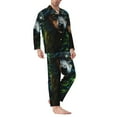 thumbnail image 2 of KLL Realistic Style Colorful Wolf A Sleepwear Mens Flannel Pajamas,Long Cotton Pj Set, 2 of 7
