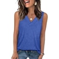 thumbnail image 2 of Brglopf Tank Tops for Women Plus Size V Neck Loose Fit Sleeveless Summer Basic Tee Shirts Business Casual Dressy Blouses Blue XL, 2 of 8