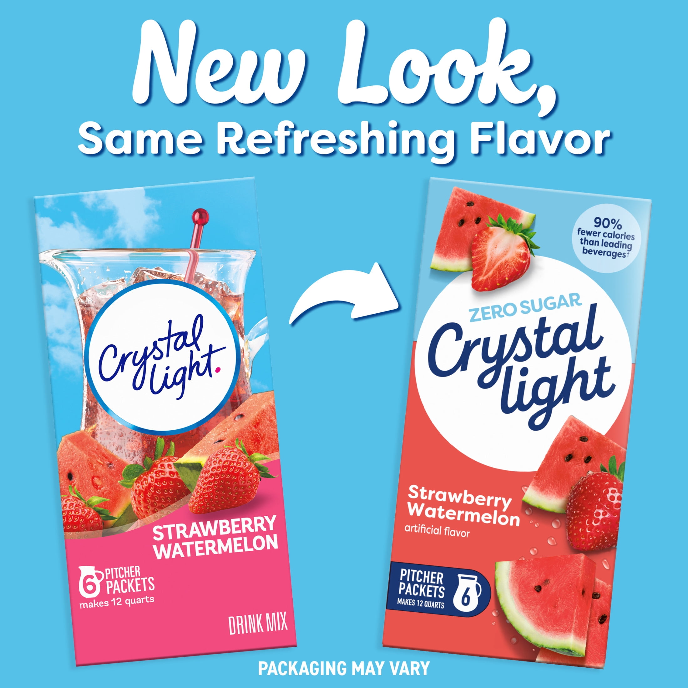 (3 pack) Crystal Light Drink Mix, 6 Pitcher Packets, for Flavorful Hydration and Shareable Refreshment, Strawberry Watermelon artificially flavored, Zero Sugar, Low Calorie, 1.96 oz