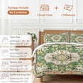 thumbnail image 6 of 3 Piece Green Boho Duvet Cover Set Twin Size, Microfiber Comforter/Quilt Cover with Corner Ties and 2 Pillowcases, Farmhouse Tribal Vintage Tribal Texture All Season Soft Bedding with Zipper Closure, 6 of 8