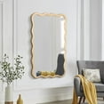 thumbnail image 2 of Solid Wood Wavy Rectangle Mirror-Natural-Wood 40" x 28" Modern Mirror Wall Decor for Bathroom, Bedroom, Living Room, Dining Room, Cloakroom, Entryway, 2 of 9