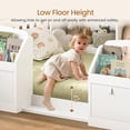 thumbnail image 6 of Montessori Floor Bed Full Size with High Rails and Storage Bookcase& 2-Tier Side Shelf, Side Pockets, LED Illuminated Safe Low Profile, Safe & Wider Opening Gate Design White, 6 of 7