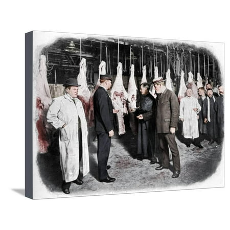 Inspecting meat at Smithfield Market, City of London, c1903 (1903) Stretched Canvas Print Wall