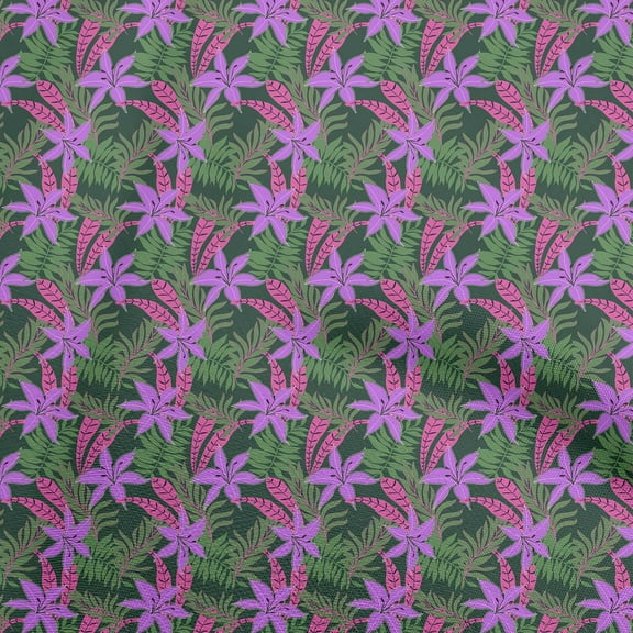 oneOone Cotton Cambric Dark Green Fabric Tropical Leaf Fabric For Sewing Printed Craft Fabric By The Yard 42 Inch Wide