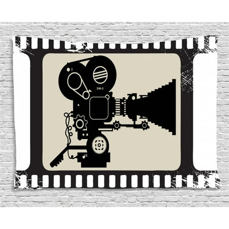 Movie Theater Tapestry Movie Frame Pattern With Silhouette Of