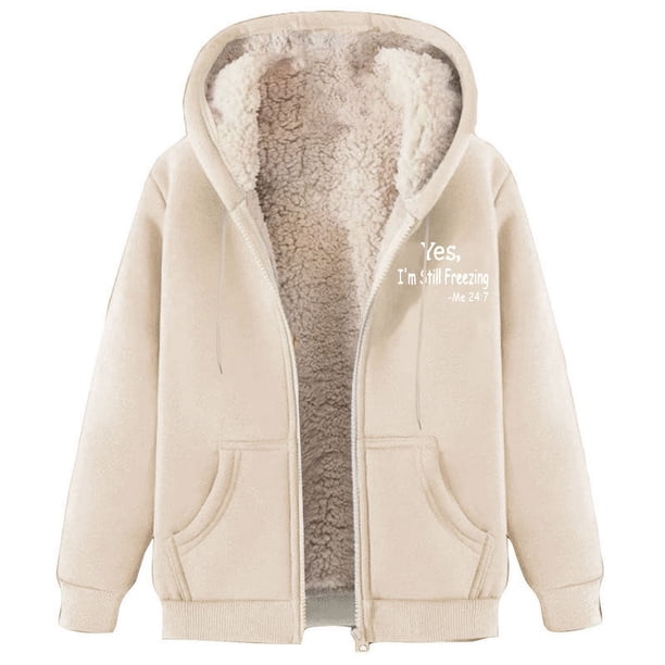 EVERYDAY I LIKE ふわふわ Fluffy sweater ベージュ Aboser Women Fuzzy Fleece Hoodie Jackets Plus Size Full Zip Up