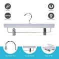 thumbnail image 4 of Quality Hangers Wooden Pants Hangers - 10-Pack Swivel Hook Cloth Hanger Set - Lotus Wood Skirt, Pant, Shorts and Slack Hangers with Adjustable Clip - White Clothing Hanger (White, 10), 4 of 5