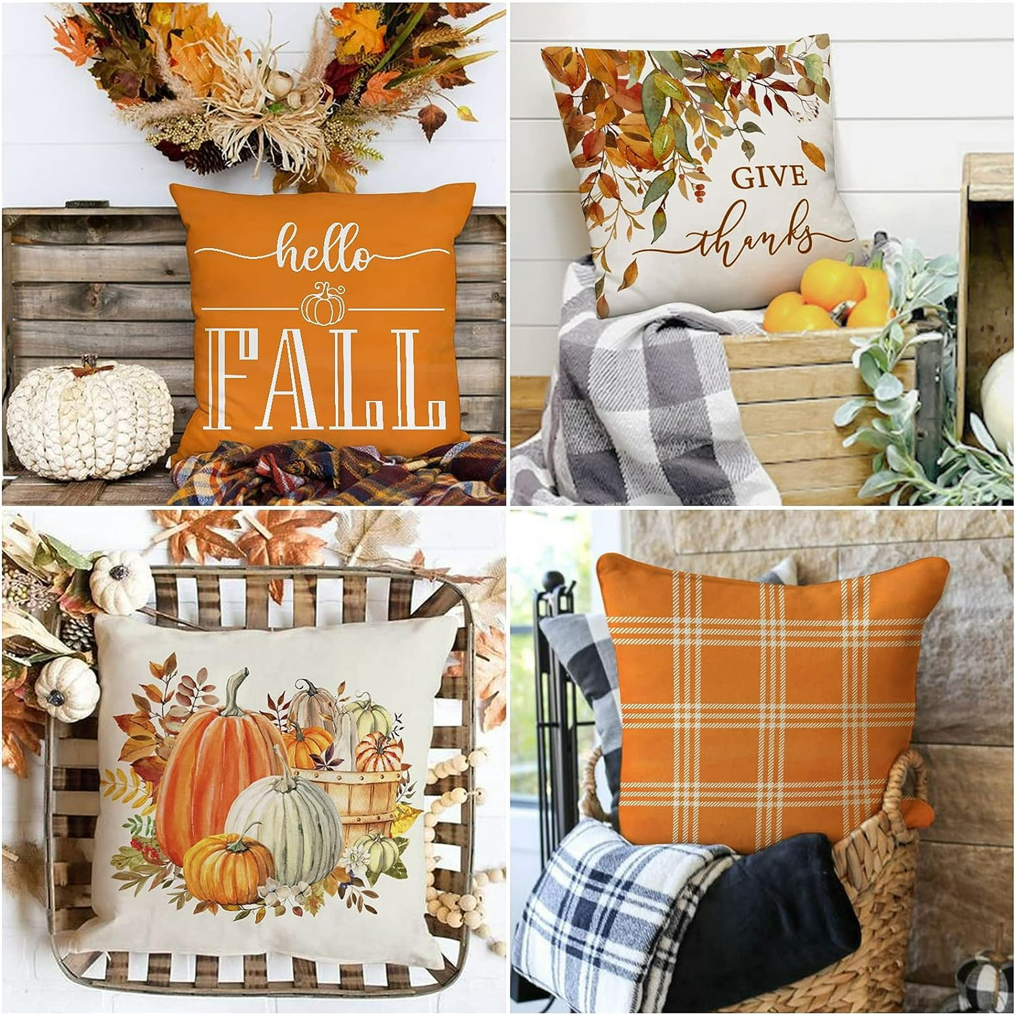 Orange plaid pillow cover best sale
