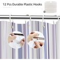 thumbnail image 6 of Modern Abstract Shower Curtain - 72"x72" Blue Purple Grey Stripes Minimalist Aesthetic Waterproof Machine Washable Fabric Set with 12 Plastic Hooks, 6 of 6