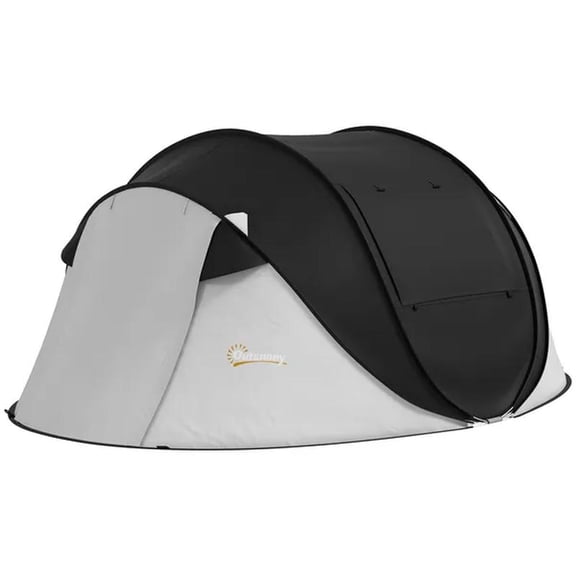 Pop Up Tent with Porch and Carry Bag, Waterproof, for Camping Hiking, Black