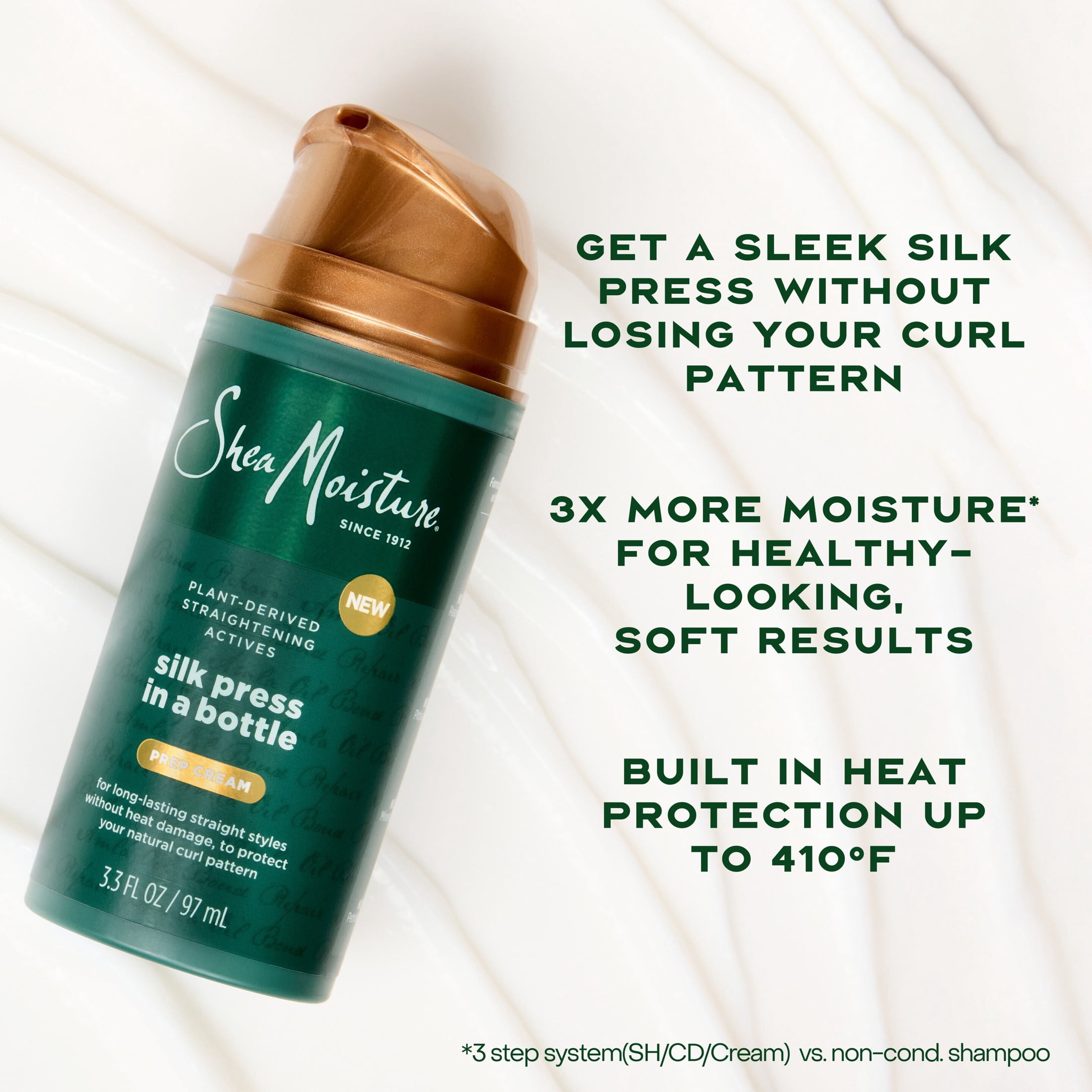 SheaMoisture Silk Press Prep Hair Cream with Plant-Derived Straightening Actives, Alma Oil & Hydroplex Technology Provides Heat Protection While Helping to Preserve Natural Curl Pattern, 3.3 fl oz