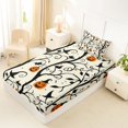 thumbnail image 4 of Homewish Halloween Pumpkin Twin Sheets,Witch Hat Twig Bat Pattern Bedding,3-Piece,1 Fitted Sheet and 1 Pillowcase, 4 of 6