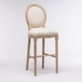 thumbnail image 5 of Bar Stools Set of 2,French Country Tall Wooden Barstools,Armless Stool Chairs with Upholstered Seat and Back,Solid Wood Frame Chairs with Footstand,Beige and Natural, 5 of 7