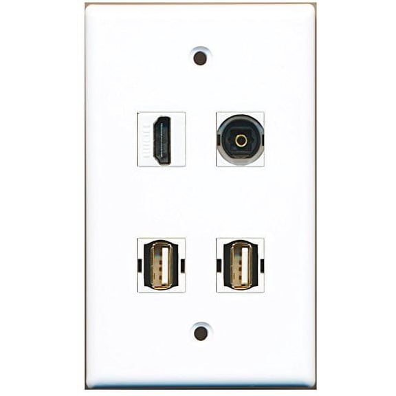 RiteAV - 1 Port HDMI 2 Port USB A-A 1 Port Toslink Wall Plate