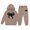 Q128 Khaki, variant on Angala 2 Piece Outfits For Girls Hooded Long Sleeve Bowknot Print Sweatshirt With Jogger Pants Set Girls Fall Season Wear Clothes