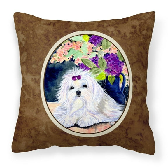 Carolines Treasures SS8287PW1414 Maltese Fabric Decorative Pillow, 14Hx14W, multicolor