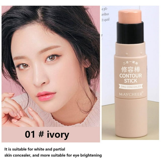 Xihbxyly Lápiz de Doble Cabezal, Base de Maquillaje Versátil, Corrector Sin Costuras, Fórmula Resistente Al Sudor, Contorno de Nariz y Mejillas, Maquillaje para Cualquier Ocasión, Diseño Fácil de Lle
