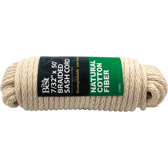 Do it Best 7/32 In. x 50 Ft. White Solid Braided Cotton Sash Cord 218883