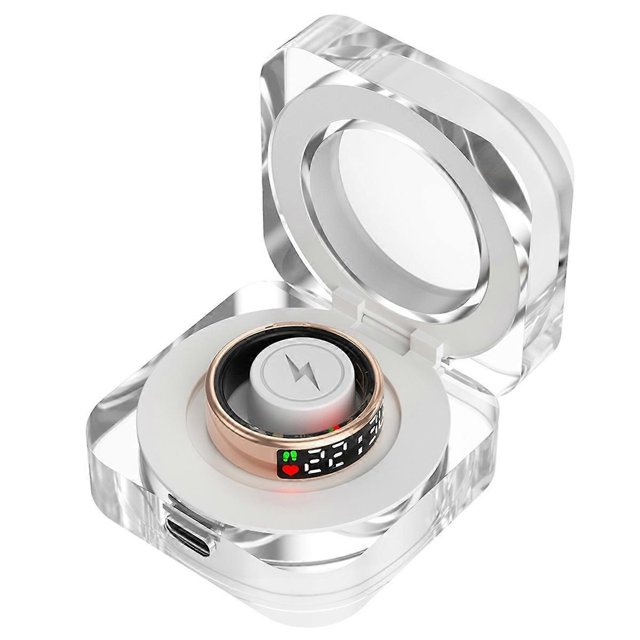 Smart Ring RS08 Heart Rate Health Monitor 5ATM Waterproof Multi SportMode Blood Oxygen Tracker with Charge Compartment,C