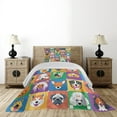 thumbnail image 3 of Ambesonne Dog Quilted Coverlet 2 Pcs, Terrier Labrador Breed Pets, Twin Size, Purple Green, 3 of 4
