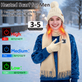 thumbnail image 2 of 3 PCS Winter Heated Scarf Beanie Hat Touchscreen Gloves Set for Men and Women, USB Rechargeable 5000mAh Battery Neck Warmer 3 Temperature Settings (Beige), 2 of 7