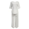 thumbnail image 5 of WEIYLL Tenues pour Femmes Ensembles Deux Pièces Dégradé Couleur Unie Col Rond Manches Courtes Blanc Vacances Automne Tenues, Taille m, 5 of 5