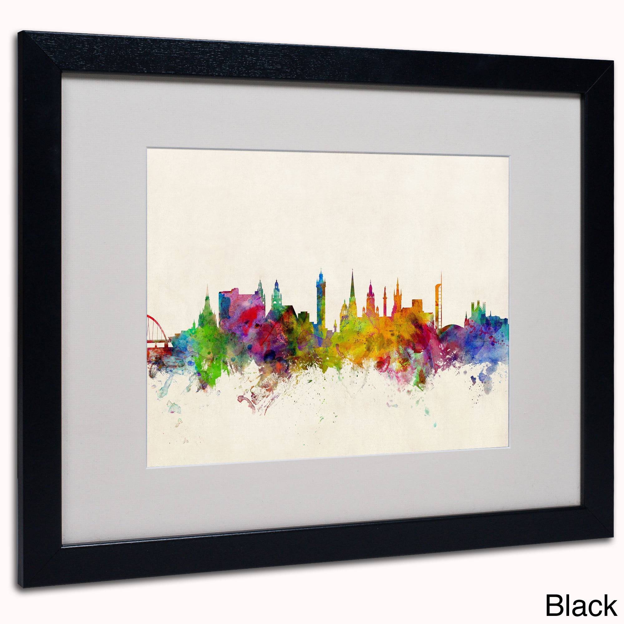 Trademark Fine Art "Glasgow Scotland Skyline" Canvas Art by Michael Tompsett, Wood Frame