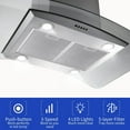 thumbnail image 2 of Tieasy Island Range Hood 36 inch Kitchen 3 Speed Extractor Fan Aluminum Filter Tempered Glass, 2 of 9