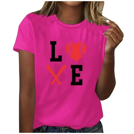 

Womens Tops Clearance Corset Tops for Women Fashion Women Summer Loose Print Round-Neck T-Shirt Short Sleeve Casual Blouse Corset Tops for Women Hot Pink M