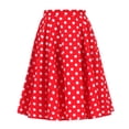 thumbnail image 2 of IBTOM CASTLE Women Pleated Vintage Skirt Floral Print A-Line Midi Skirts 50s Polka Dots Knee-Length Flared Swing Cocktail Party Dresses XL Red - Polka Dots, 2 of 8