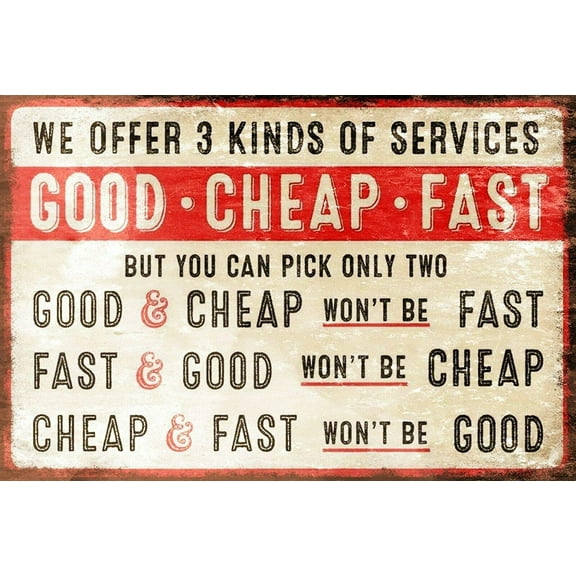Good Fast Humorous Funny Retro Style Metal Aluminum Sign Office Shop Work Size: 16 x 12 Inches