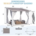 thumbnail image 6 of AECOJOY Outdoor Lean to Gazebo 10’ x 8’ with Curtains and Mosquito Netting, 8'x10' Hard Top Wall Mounted Gazebos Pergola on Clearance, Outdoor Patio Gazebo Canopy Awnings, White, 6 of 6