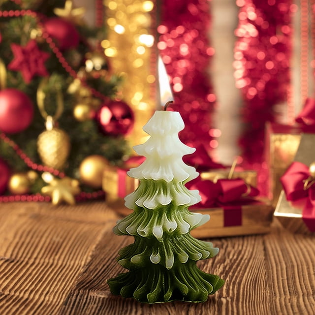 Xihbxyly Juego de Velas para Árbol de Navidad, Decoración Navideña Aromática, Diseño Artesanal de Cera, Regalo de Vela de Invierno, Perfecto para Navidad o Hanukkah, Tamaño 6 X 6 X 9,4 Cm