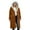 Brown, variant on Women's Mid-Length Hooded Cotton Coat, Faux Fur Trim Parka, Long Sleeve Quilted Jacket, Casual Streetwear Coat, Drawstring Waist Puffer Coat, Cold Weather Outerwear Beige