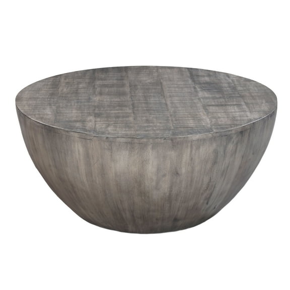 36 Inch Round Coffee Table- Handcrafted Drum Shape